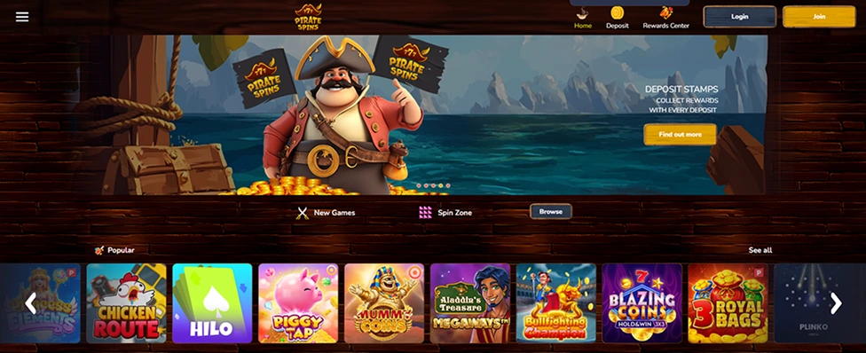 Bild des Pirate Spins Casinos.