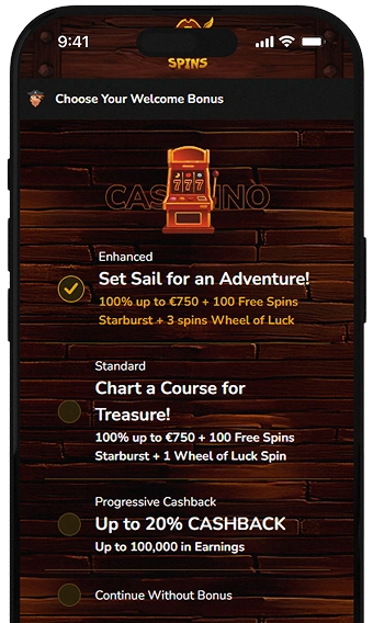 Registrierung bei Pirate Spins.